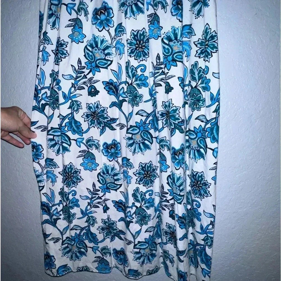 Ann Taylor Spaghetti Strap Dress, White & Turquoise, Size 12 - Picture 2 of 10